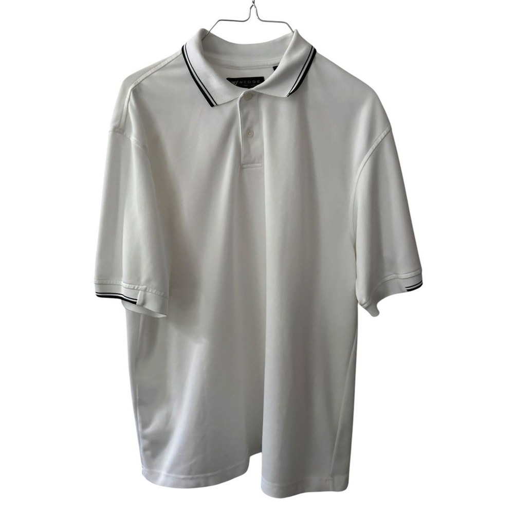 Wedge Golf Polo Shirt Mens M White Performance Short Sleeve Moisture Wicking